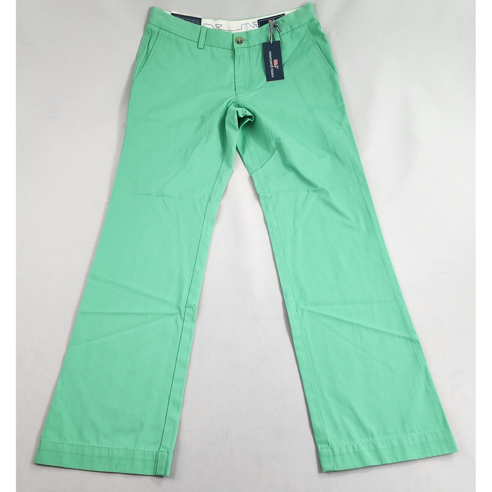 Vineyard Vines Mens Slim Fit Breaker Pants Green Chino 32x32 1P0116-304-322 NEW